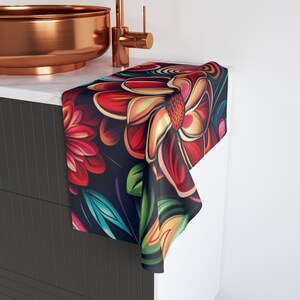 Colorful boho floral Cute Bathroom Decor Hand Towel