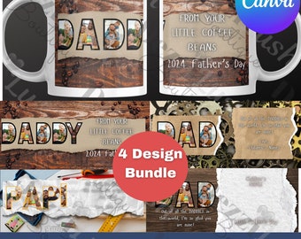 DAD photo mug wrap, Handyman repairman theme, 15oz mug gift for dad, design bundle, editable CANVA template, fathers day, digital download