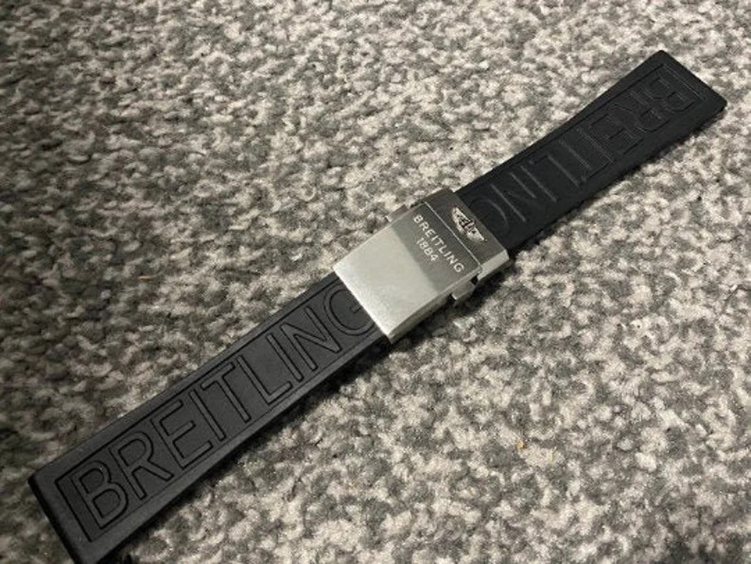 24mm/22mm Breitling Rubber Watch Strap With Deployment Brushed Etsy