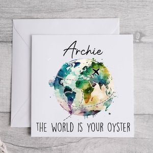 Carte personnalisée The World Is Your Oyster, Bon Voyage Card, Travel Card, Gap Year, Miss You Card, Adventure Waits, Traveling Gifts