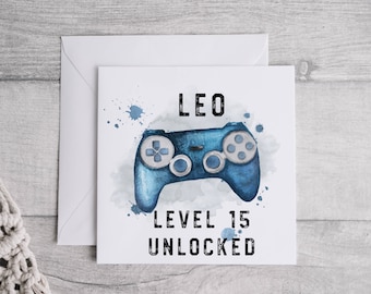 Personalised Gamer Birthday Card Level Up, Custom Name Age Gaming Card, Console Gamer Card, Video Game Birthday Gift