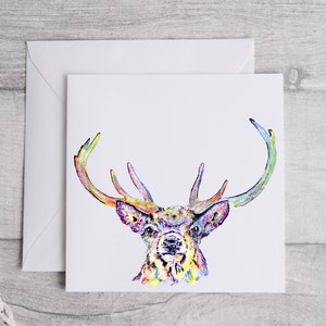Cartão de veado aquarela