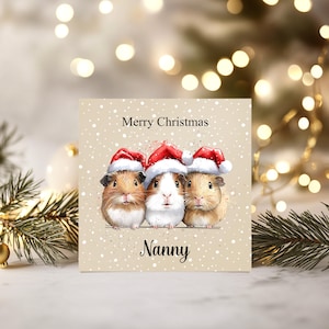 Carte personnalisée de Noël avec un cochon d'Inde, carte de Noël pour elle, carte personnalisée, jolis cadeaux de Noël, maman, grand-mère, grand-mère, cadeaux de famille