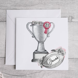 Carte de rugby personnalisée, carte d'anniversaire, carte de fête des pères, cartes pour grand-père, papa, fils, oncle, neveu, cartes personnalisées, cadeaux de rugby