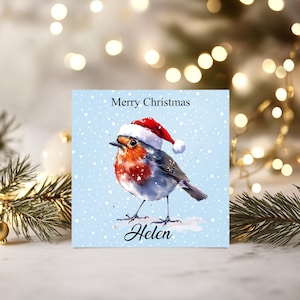 Biglietto di Natale personalizzato con pettirosso, pettirosso di Natale, biglietti di Natale, regali di Natale per lei, biglietti di Natale per lui, nonna, persona cara