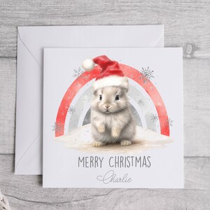 Tarjeta de Navidad personalizada, Papá Noel, Tarjetas personalizadas, Mi primera tarjeta de Navidad, Primera Navidad del bebé, Tarjeta de conejillo de Indias