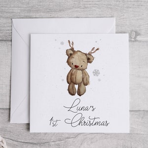1ère carte de Noël personnalisée, carte de renne, mon premier Noël, fils, fille, petite-fille, petit-fils, carte de Noël, cadeaux de Noël