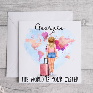 Personalizzato Il mondo è la tua Oyster Card, Viaggiare, Bon Voyage, Anno sabbatico, Regali di viaggio per lei, Carte personalizzate, L'avventura attende