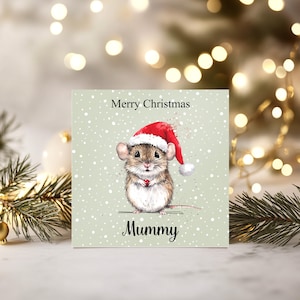 Personalisierte Feldmaus Weihnachtskarte, Weihnachtskarte für Sie, personalisierte Karte, niedliche Weihnachtsgeschenke, Mutter, Oma, Familiengeschenke