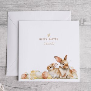Carte de Joyeuses Pâques personnalisée, Hoppy Easter, cartes de lapin de Pâques, cartes de petite-fille, cartes de petit-fils, cartes de Pâques pour enfants, Joyeuses Pâques