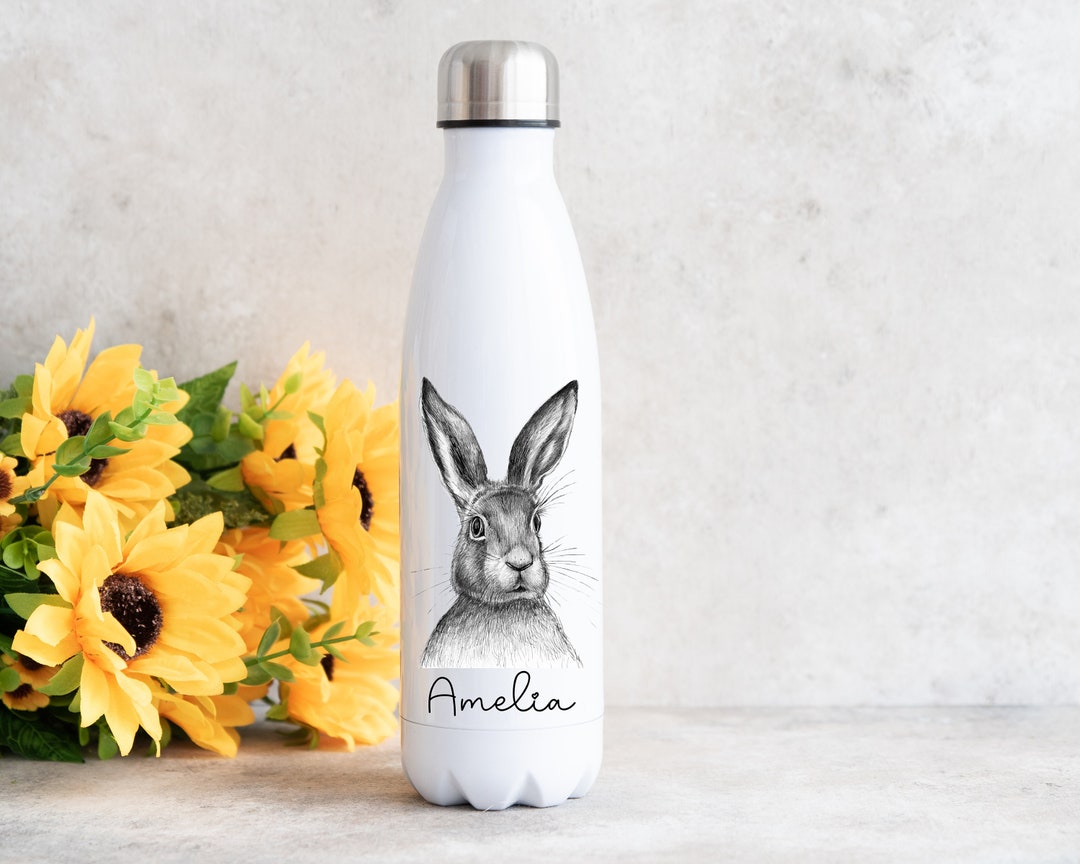 Personalised Rabbit Water Bottle, Bunny Water Bottle, Rabbit Gifts