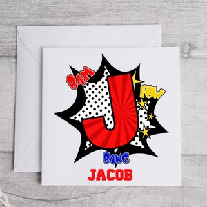 Carte personnalisée d'initiales de super-héros