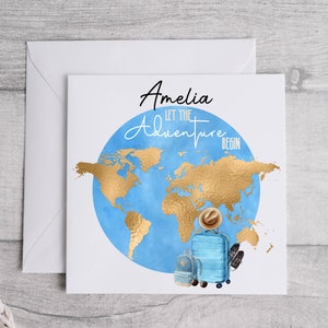 Personalised Let The Adventure Begin Card, Personalised Cards, Bon Voyage Card, Travel Card, Gap Year,  Adventure Awaits, Travelling Gifts