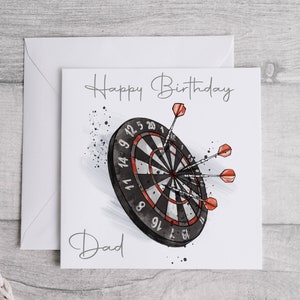 Carte d'anniversaire personnalisée fléchettes, cadeaux fléchettes pour papa, cadeaux pour fan de fléchettes, cadeaux fléchettes pour lui, cadeaux pour amateur de fléchettes, cadeaux fête des pères