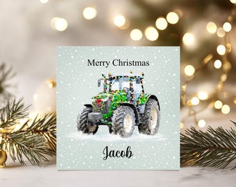Personalised Christmas Tractor Card | Farm Xmas Card | Custom Name Tractor Holiday Card | Country Christmas Card | Farmer Xmas Greeting