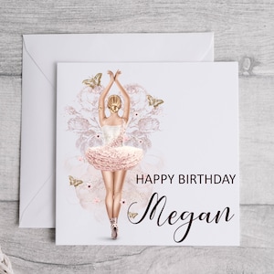 Personalisierte Ballerina-Karte, Ballett-Karte, Tanzkarte für sie, Tanzkarten, Ballerina-Geschenke, Ballett-Geschenke, Tochter-Geburtstagskarten, Mädchen-Geschenk