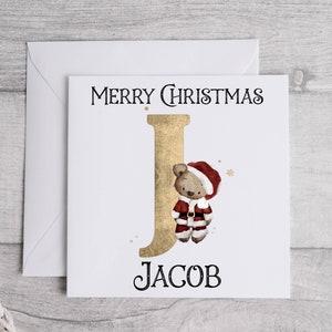 Tarjeta de Navidad personalizada, Oso de Papá Noel, Papá Noel, Tarjetas personalizadas, Mi primera tarjeta de Navidad, Primera Navidad del bebé, Hijo Hija