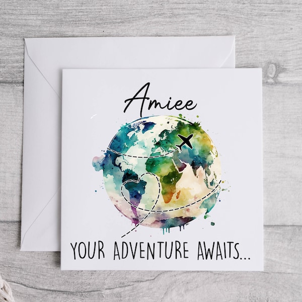 Personalised Your Adventure Awaits... Card, Personalised Cards, Bon Voyage Card, Travel Card, Gap Year,  Adventure Awaits, Travelling Gifts