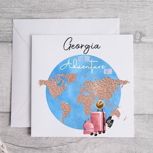 Personalisierte Let The Adventure Begin Karte, personalisierte Karten, Bon Voyage Card, Travel Card, Gap Year, Adventure Awaits, Traveling Gifts