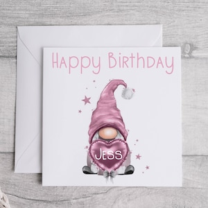 Carte Gonk personnalisée, Carte d'anniversaire Gonk rose, Cadeaux pour les amateurs de Gonk, Cadeaux Gonk bleus pour lui, Carte d'anniversaire gnome, Cadeaux d'anniversaire gnome