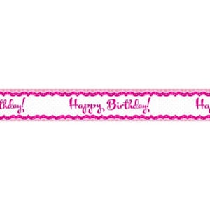 Happy Birthday Ribbon 25mm, Priced by 2m Best Wishes Ribbon With Gold  Edging Gift Wrap, Cake Decoration 