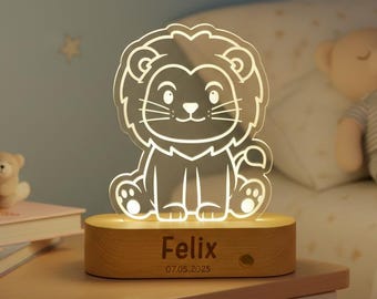 Kinder Nachtlampe mit Namen, persönliches Geschenk zur Geburt, mit Akku und Dimmbar