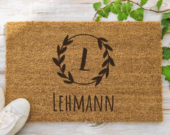 Personalized doormat with name | Initials of the family | Coconut doormat with individual engraving | Wedding gift