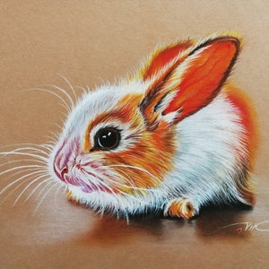 Rabbit Painting Pets Original Art Animals Painting 8 x 12 Wall Art by PaintingVIKArt