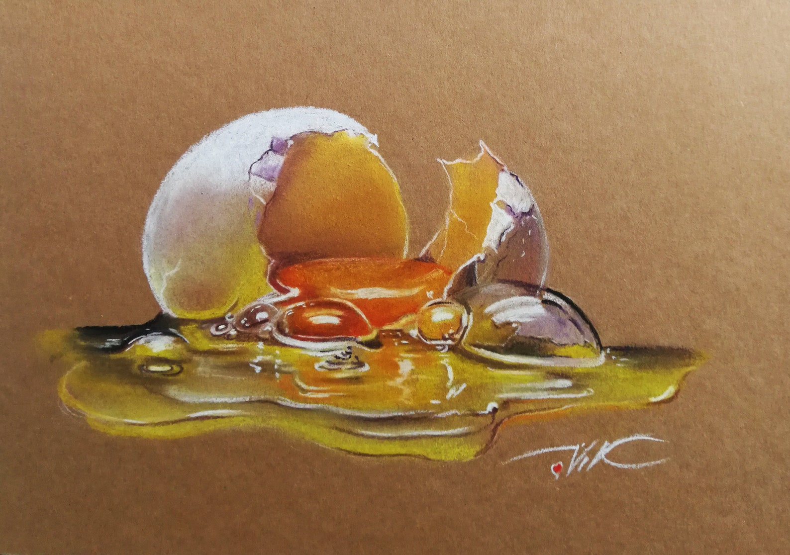 Broken Egg Painting Original Art Food Painting Small Wall Art Etsy