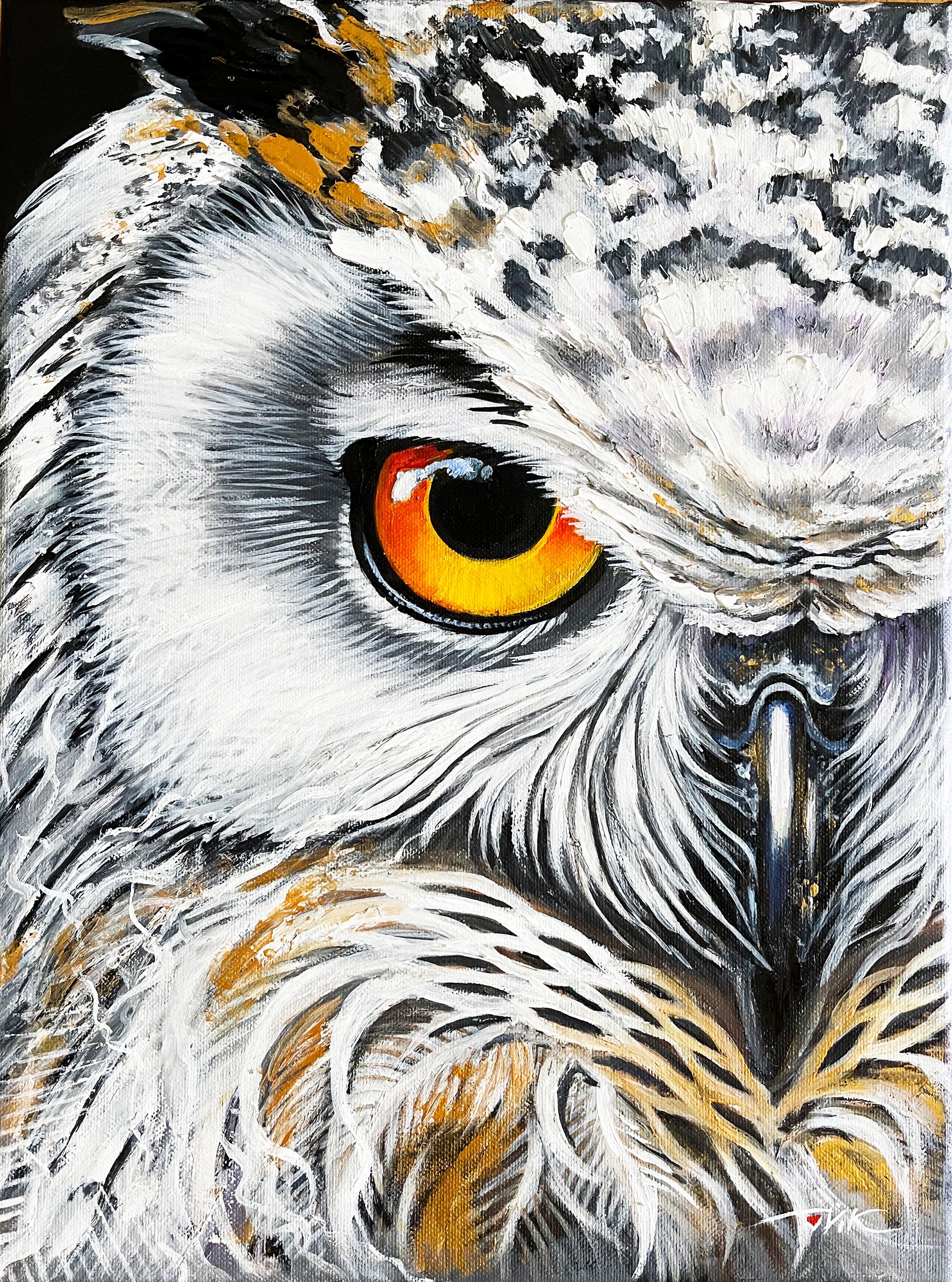 Polar White Owl Oil Painting Original Art Birds Canvas Painting Wall Artwork