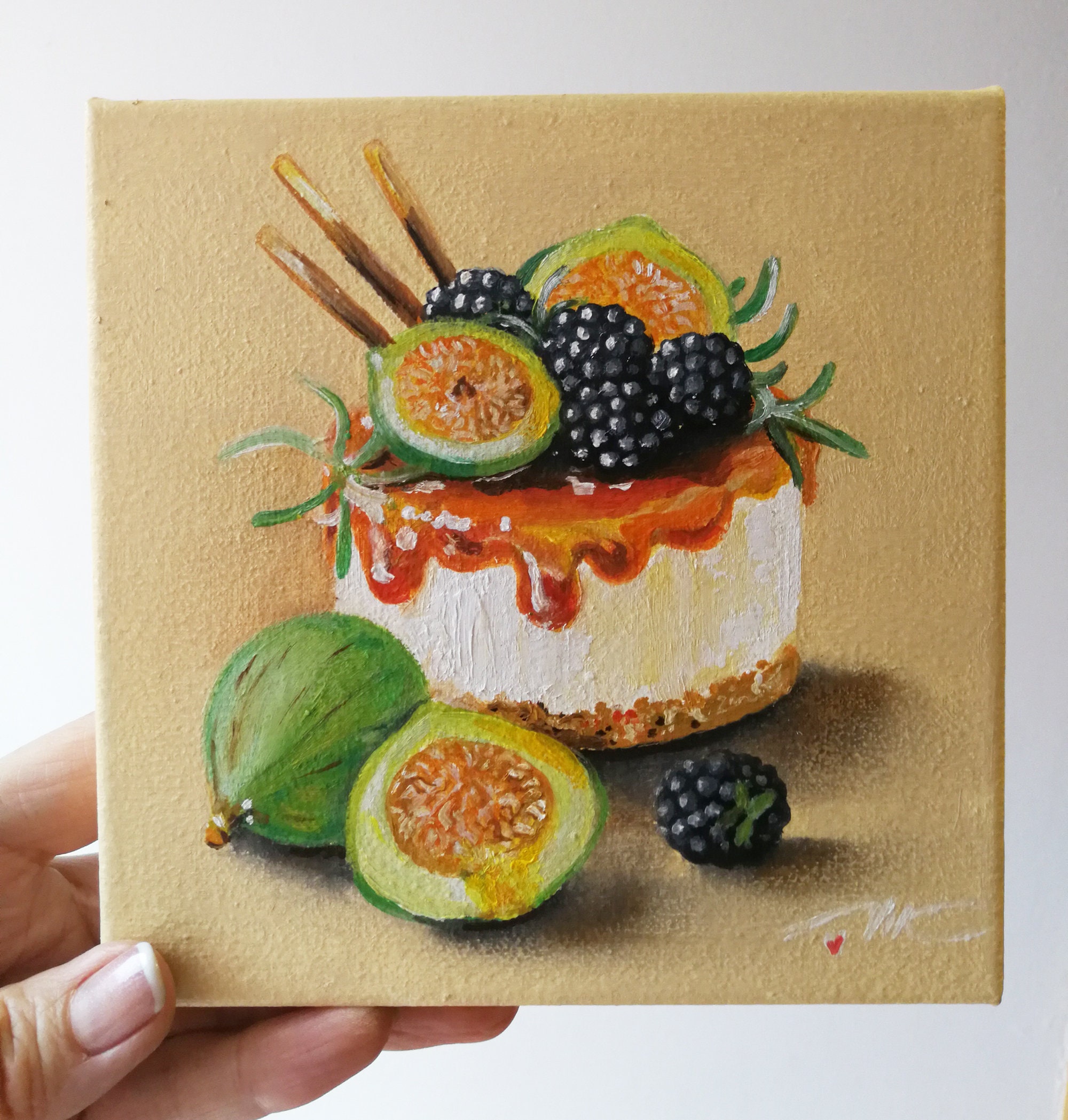 Dessert Painting Small Original Art Oil Painting 6 by 6 inches Etsy