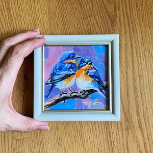 Bird Sialia Painting Couple Birds Painting Original Art Oil Painting Wall Art Wall Decor