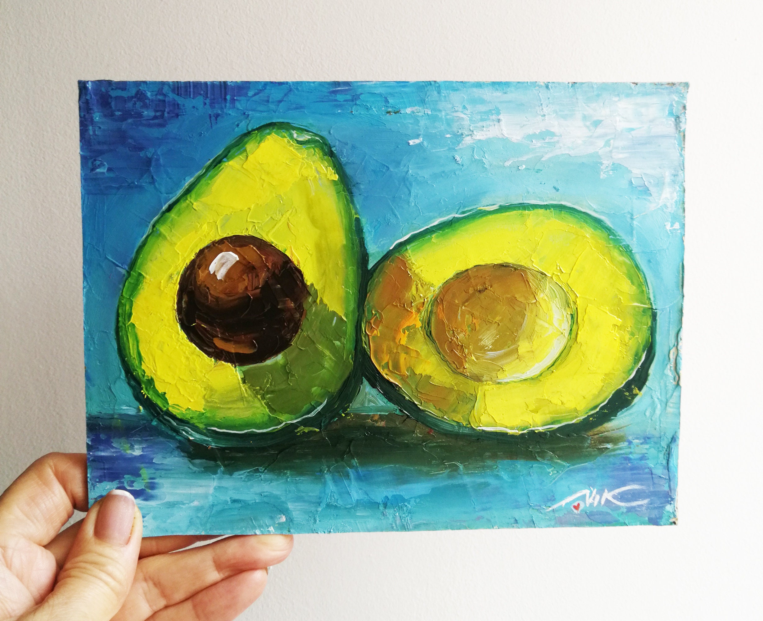 Avocado Oil Painting Impasto Original Art Food Painting - Etsy