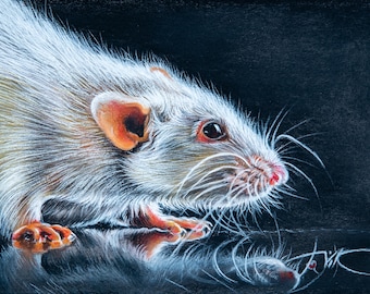 Mouse Pastel Painting: Original Animal Wall Art