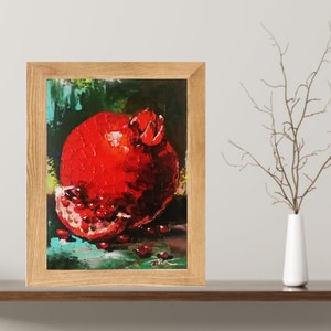 Pomegranate Painting Fruit Original Art Small Oil Painting 6 x 8 inches by PaintingViKArt