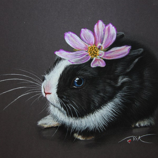 Rabbit Painting Original Art Animals Painting Small Wall Art 8 x 12 inches by PaintingViKArt