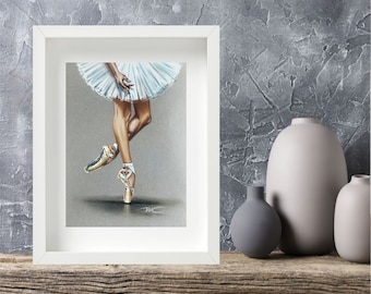 Ballerina Pointe Shoes Pastel Painting: Ballet Art, 8x10