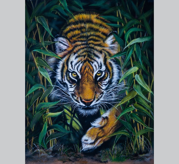 絵画 Tiger Original Tiger Pastel Painting: Wildlife Animal Wall Art - Etsy
