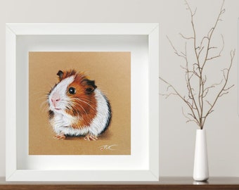 Guinea Pig Painting Pets Original Art Animals Small Wall Art 6 x 6 inches by PaintingViKArt