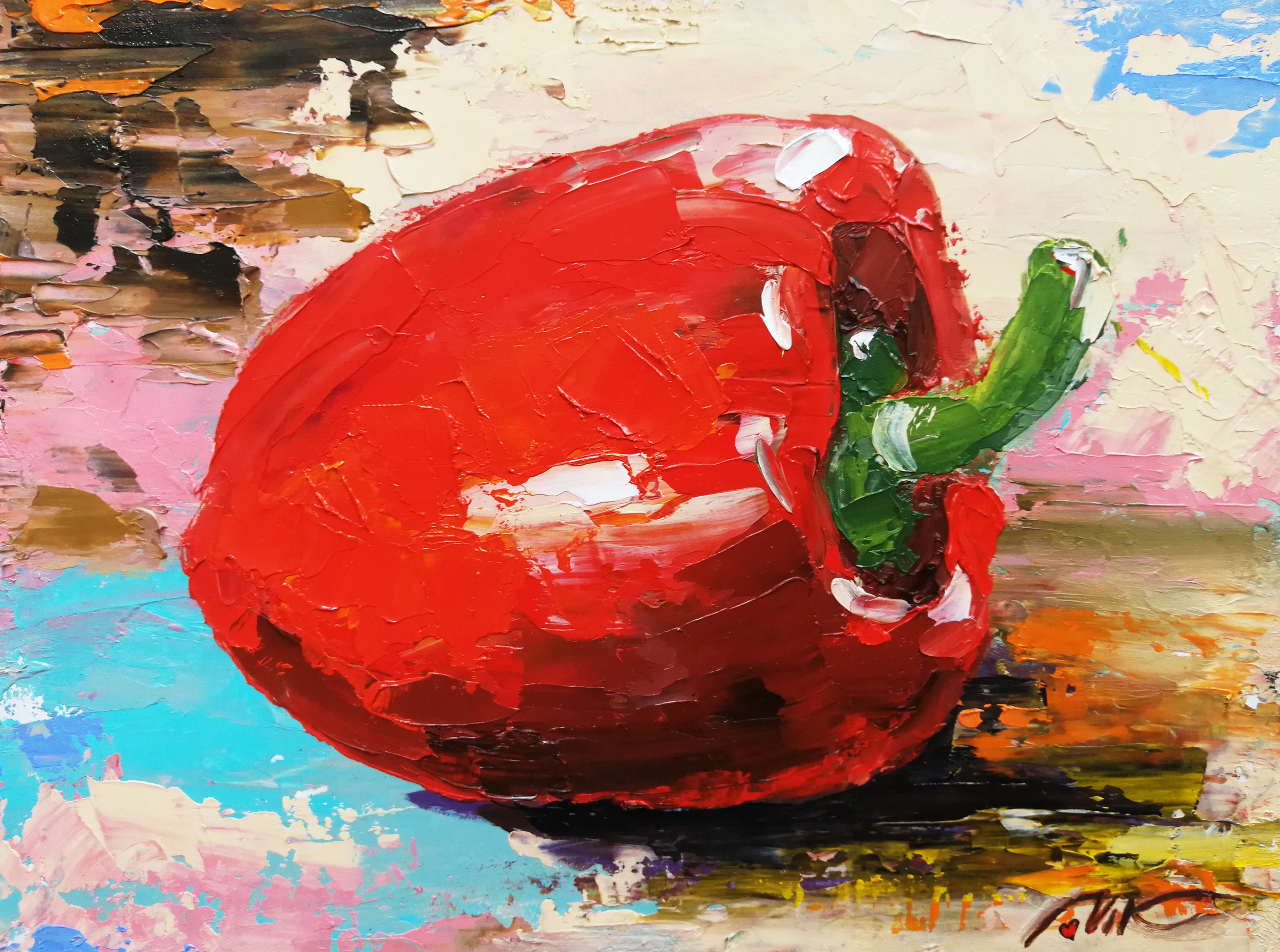Bell Pepper Oil Painting Original Art Vegetables Painting Etsy