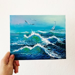 Wave Ocean Seascape Painting Original Art on Canvas Beach Painting Sea Painting  by PaintingViKArt