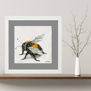 Bumblebee Painting Insects Original Art Impasto Painting Wall Art 6 x 6 PaintingVIKArt