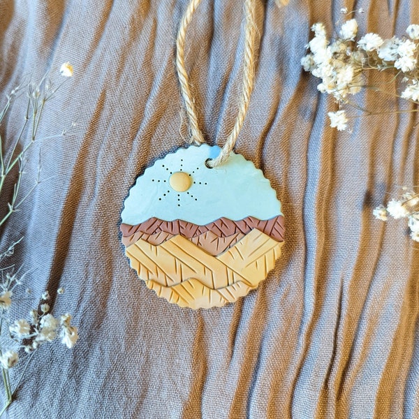 BADLANDS National Park - South Dakota - Clay Holiday Tree Ornament (Handmade, Polymer Clay, Wall Art, Home Decor, Car Mirror Accessories)