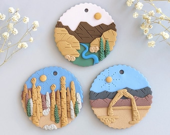 3-Pack of UTAH NATIONAL PARK Clay Ornaments - Arches, Zion, & Bryce Canyon (Handmade, Lightweight, Christmas Tree Gifts)