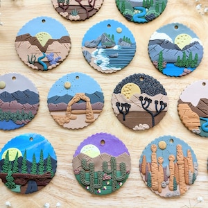 Custom *3-PACKS* of NATIONAL PARK Clay Holiday Tree Ornaments (Handmade, Gifts, Home Decor, Car Mirror Accessories)