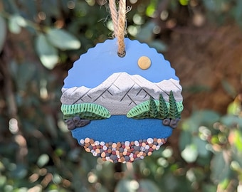 GLACIER NATIONAL PARK - Montana - Lake McDonald - Handmade Clay Holiday Tree Ornament (Polymer Clay, Lightweight, National Park Gifts)