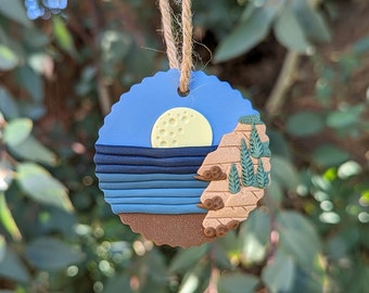ACADIA NATIONAL PARK - Mount Desert Island - Maine - Handmade Clay Holiday Tree Ornament (Polymer Clay, Lightweight, National Park Gifts)