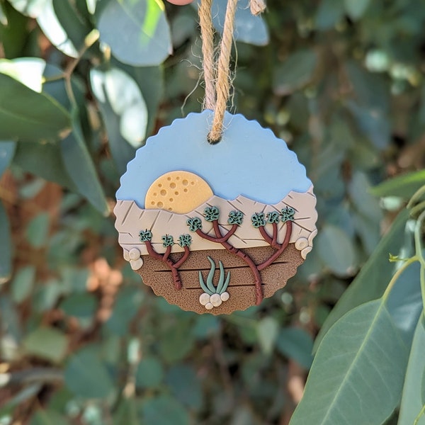 JOSHUA TREE National Park Handmade Clay Holiday Tree Ornament (Polymer Clay, Lightweight, California Desert Decor)