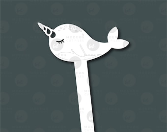 Narwhal cupcake topper SVG // Laser cut file // glowforge