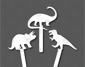 Dinosaur cupcake toppers bundle SVG// Dino cupcake toppers SVG// Laser cut file